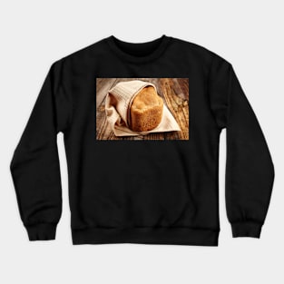 Homemade bread on a wooden board Crewneck Sweatshirt